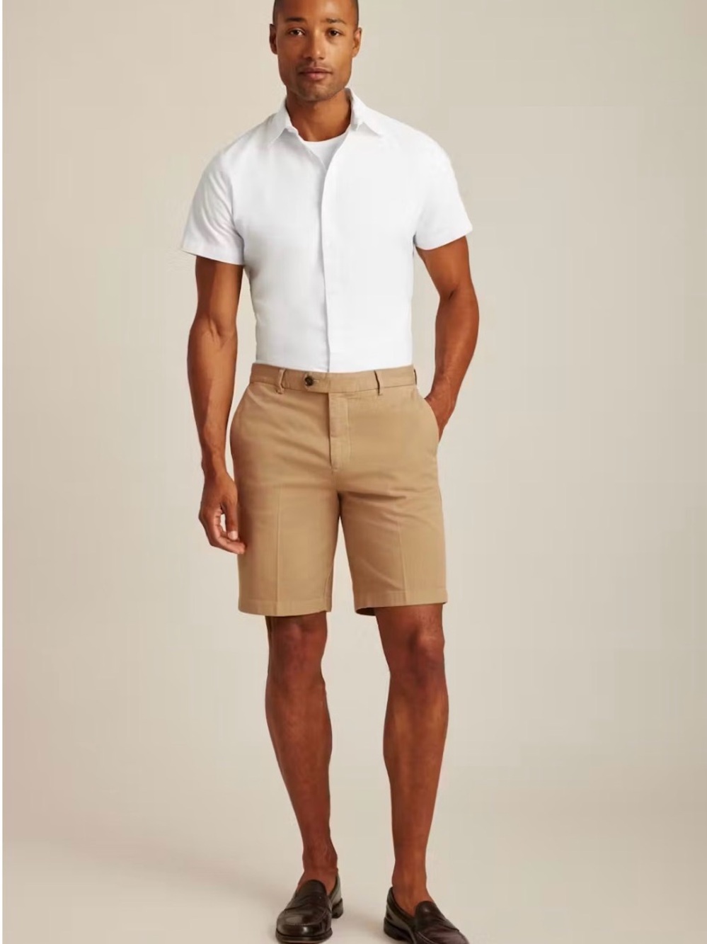 Bonobos Men's Italian Stretch Chino Shorts Khaki And White Seersucker Stripe